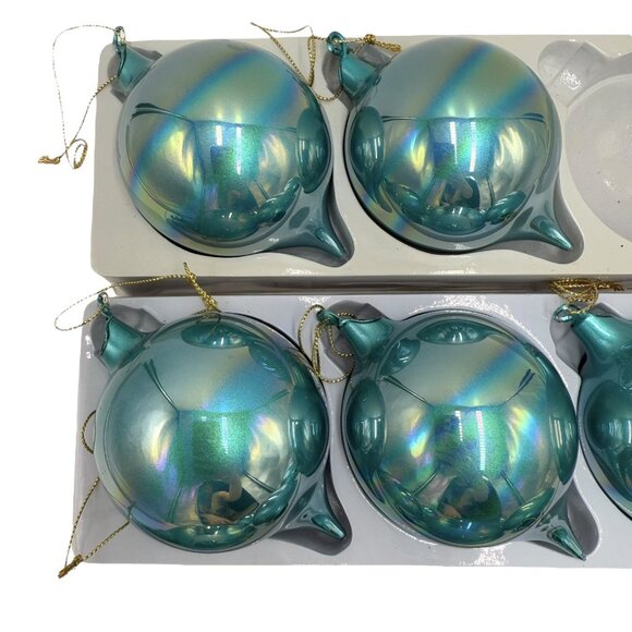11 Jim Marvin Teal Blue Iridescent Glass Teardrop Ball Ornaments Bubblegum Lot - Picture 7 of 9